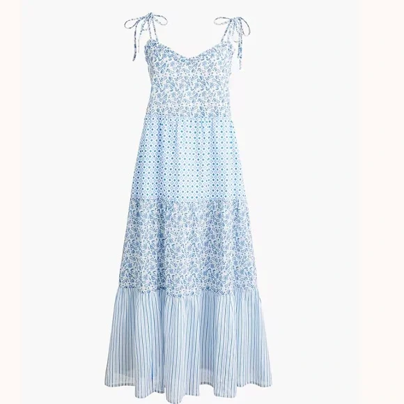 J. Crew Factory Light Blue Patterned Maxi Dress - Picture 1 of 6